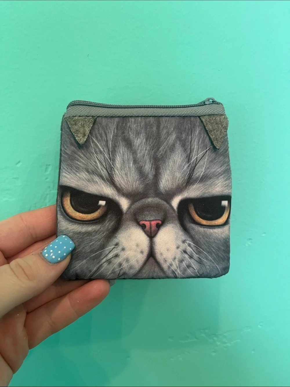 Grumpy Cat Face Coin Pouch